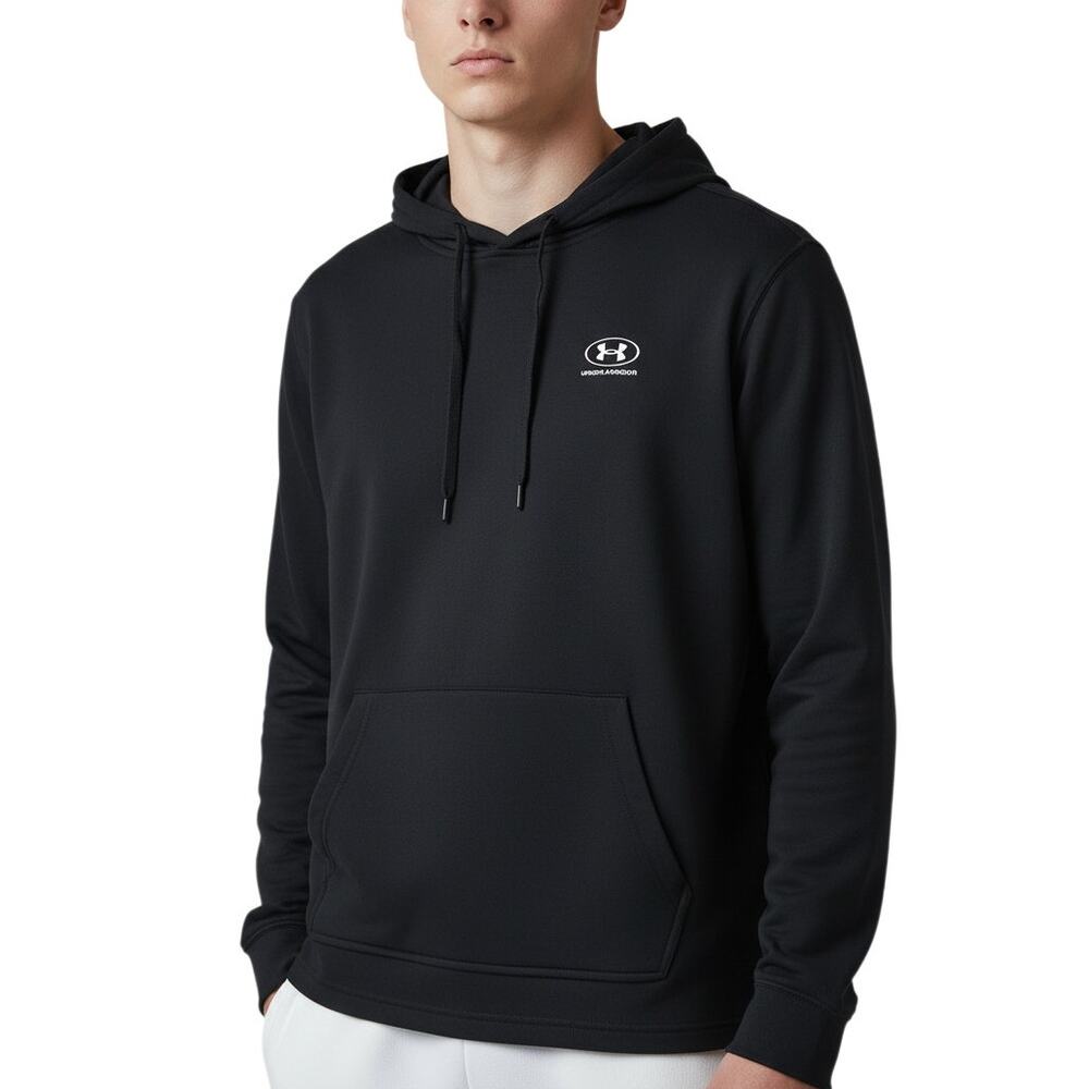 Under Armour Black Polyester Pullover Hoodie Kangaroo Pocket Loose Fit Mens S